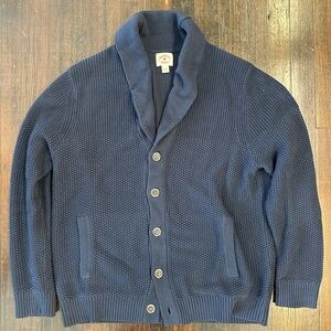 Brooks Brother Red Fleece Cardigan - L - Navy Blue